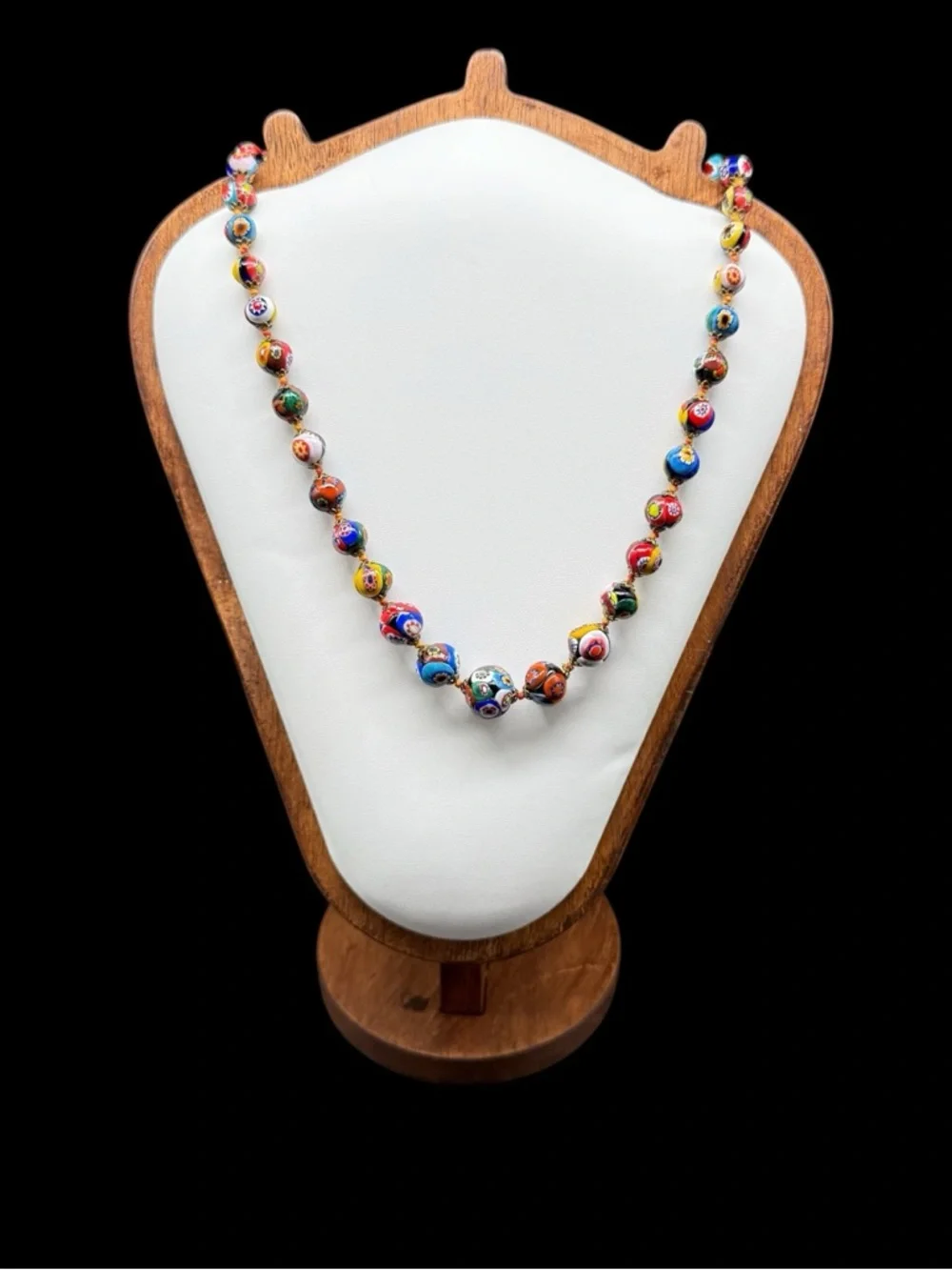 Vintage Venetian Murano Millefiori Glass Graduated Beaded Necklace Italian 20” - Picture 2 of 13